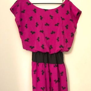 I Love H81 Purple and Black Cat Print Dress Size L